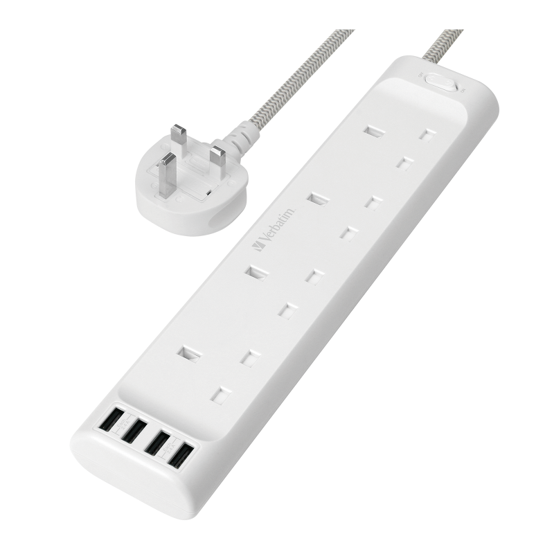 Verbatim 4 AC Outlets & 4 USB-A Ports 拖板 (66686)