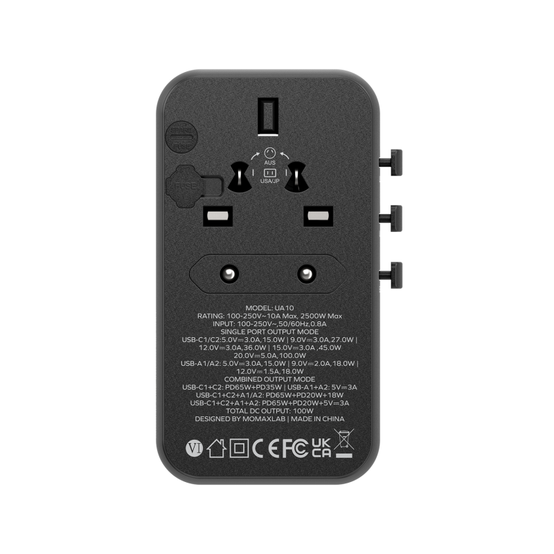 MOMAX 1-World - 夢想家 100W GaN 全方位快充旅行插座 UA10