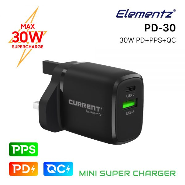 Elementz Dual Output Mini Super Charger 30W PD-30W