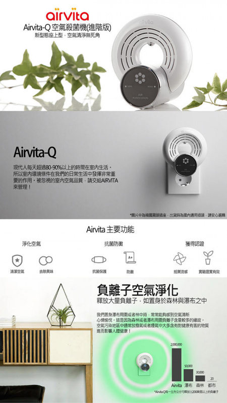 香港行貨 一年保養 AirVita Q 負離子空氣消毒機   香港插頭 熊貓豬 現貨發售