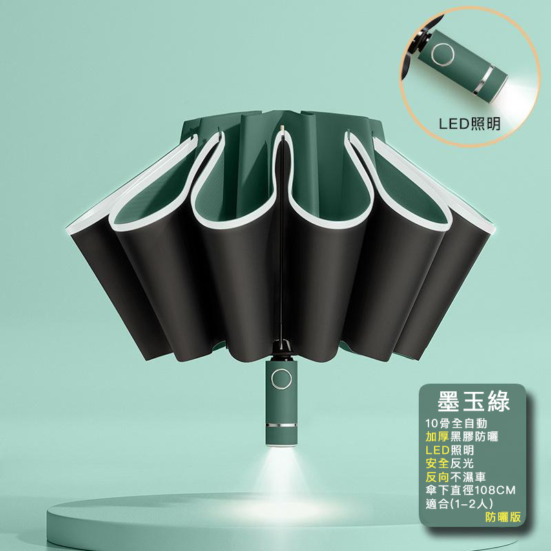 反向自動雨傘(LED燈版) 防曬反向傘 多款顏色 晴雨兩用太陽傘