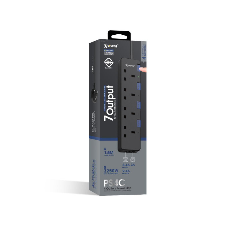 XPower PS4C 7輸出2 USB + 1 Type-C 4頭拖板