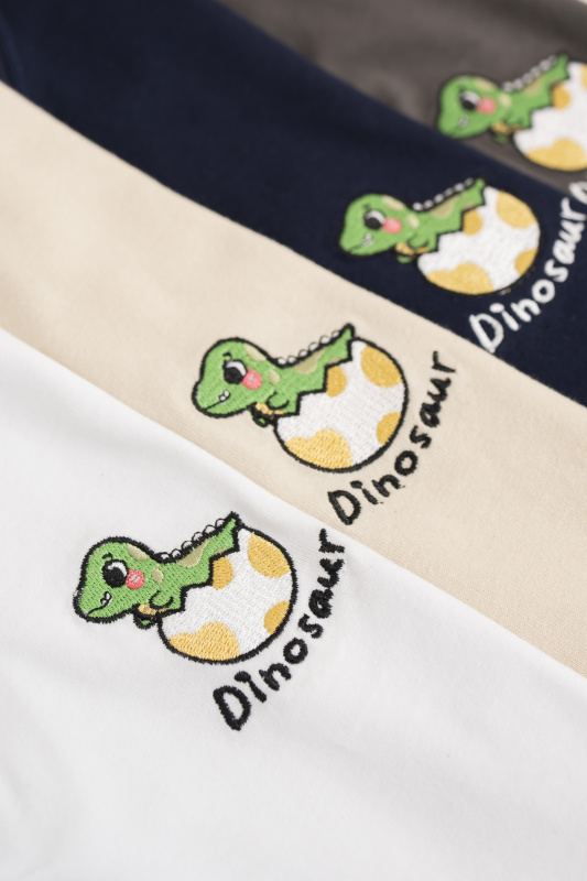 《自家製系列》Dinosaur恐龍蛋圓領刺繡Tee