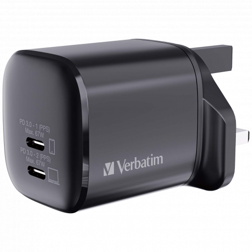 Verbatim 2端口67W PD 3.0 GaN充電器 [66882]