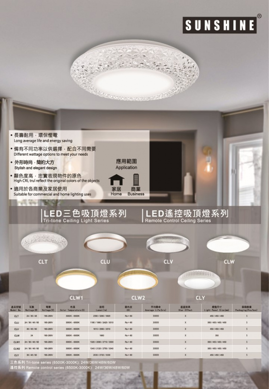 (CLL-R-24W) LED 24W 遙控調光調色吸頂燈 天花燈 (3種色溫)