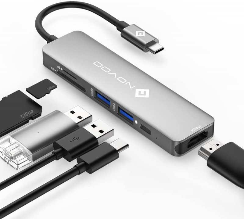 Novoo 6-in-1 USB C Type C Hub USB 3.0 *2 HDMI 4K Micro SD/TF SD 擴展器 6PXL