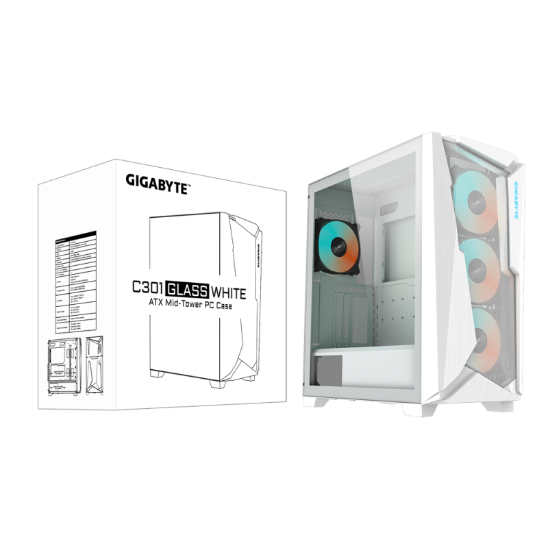 GIGABYTE C301 GLASS 電競機箱 [白色]