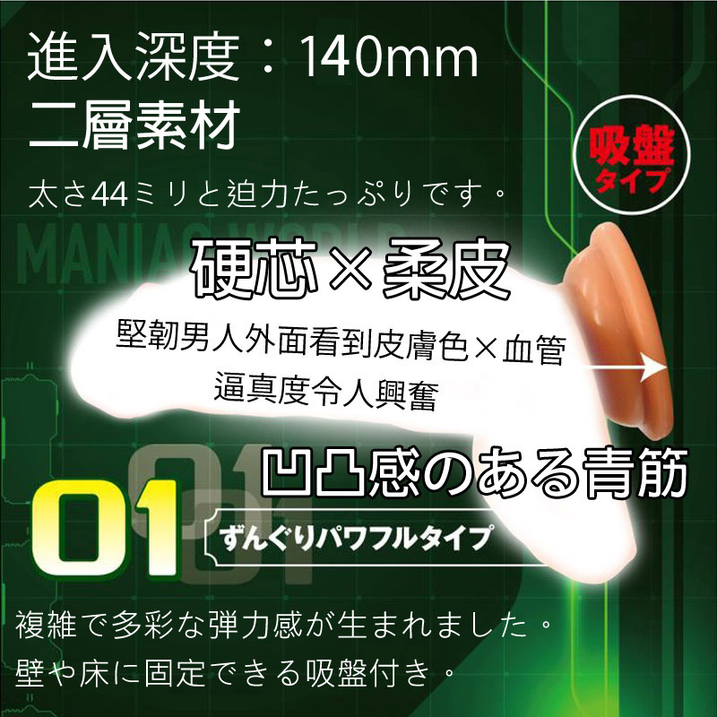 瘋狂世界 Z01 防真人皮膚彈性假陽具 44mm