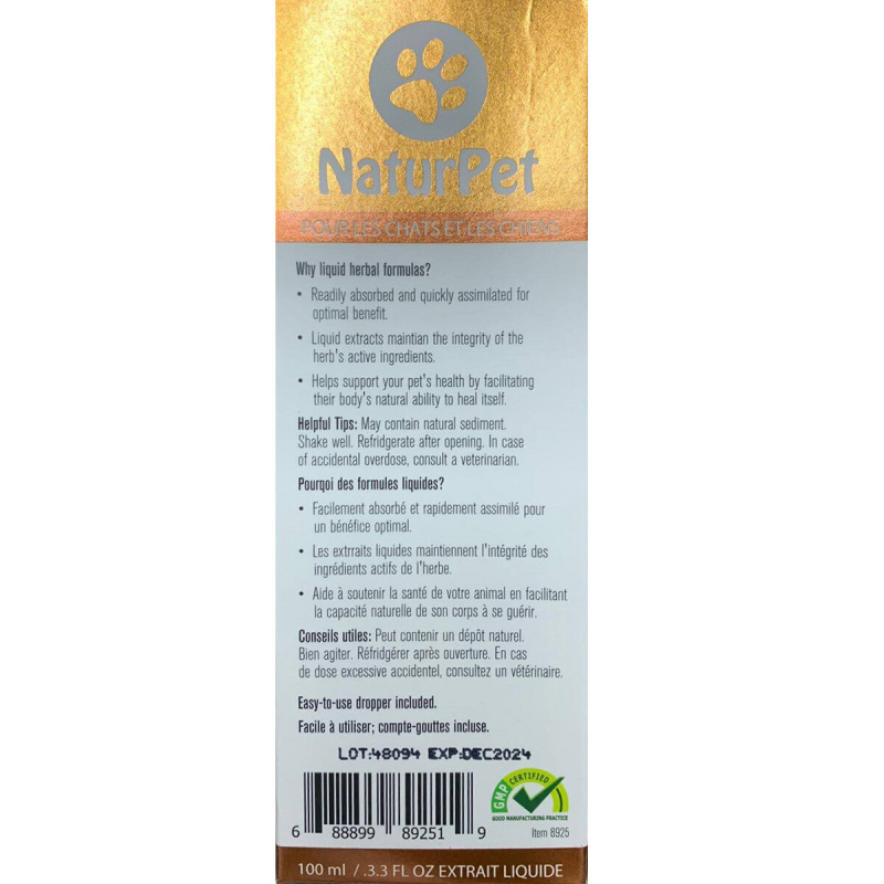 加拿大NaturPet 全天然草藥 貓狗情緒鎮靜補充劑 100ml【市集世界 - 美加市集】