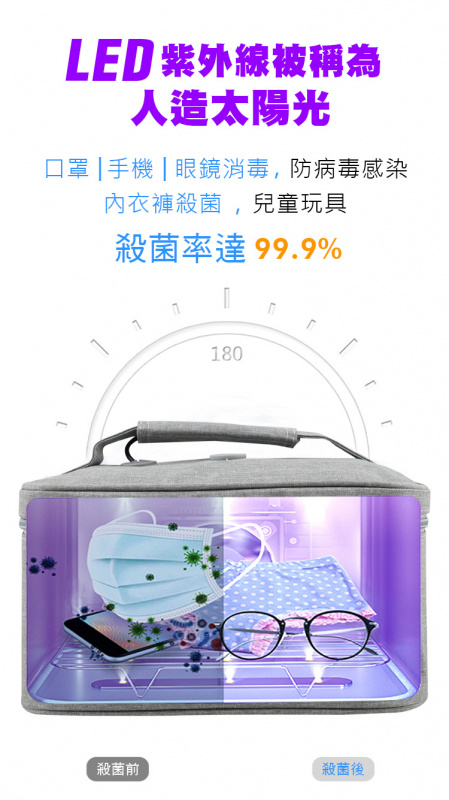 紫外線多用途消毒袋 內衣褲殺菌 12粒UVC 便攜嬰兒物玩具消毒袋 KLG-002A