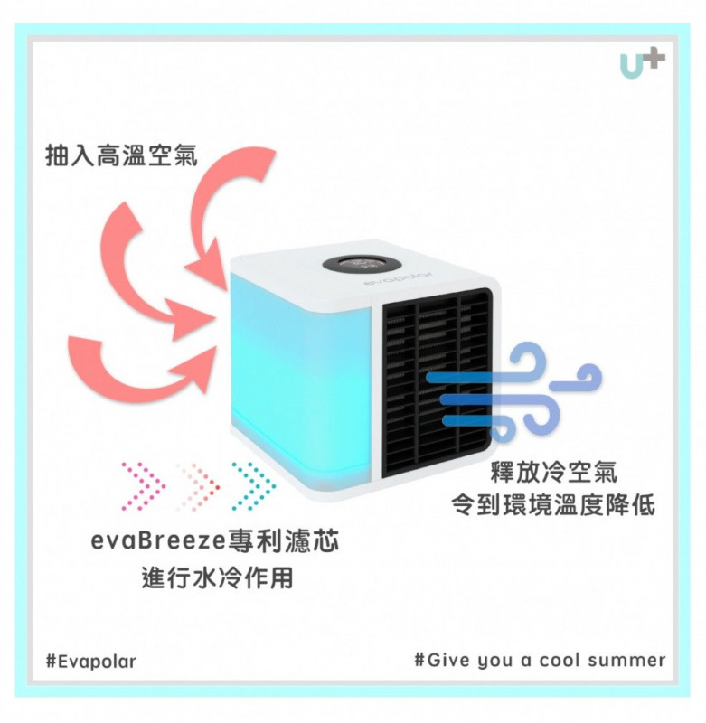 (白色) 流動小型冷氣機 Evapolar evaLIGHT : 個人蒸發空氣冷卻器和加濕器/清潔器，便攜式空調