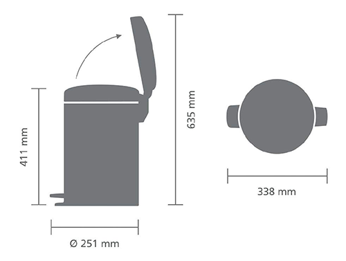 比利時製 Brabantia™ - 圓形腳踏垃圾桶 12L（無印砂鋼）