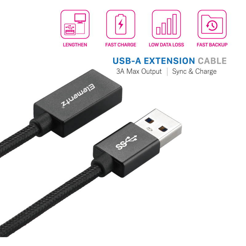 Elementz【UMF-32】USB 3.2 Type-A to A F Extension Cable 延長線