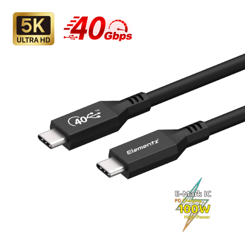 Elementz【UTB-4】USB 4.0 (40Gbps) Cable 1m 快速傳輸線