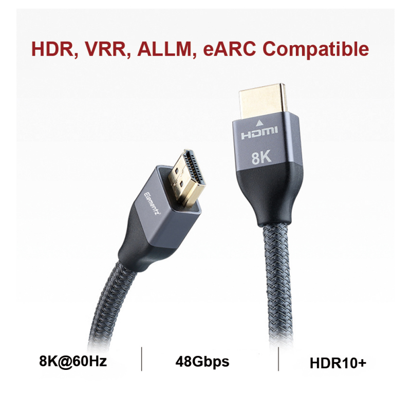 Elementz【8K-UHD】8K HDMI 2.1 數據傳輸線 (3長度)