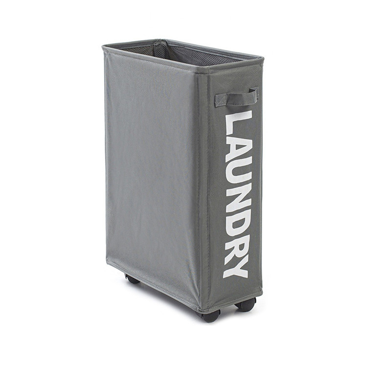 可摺疊窄身帶滾輪收納籃 衣物籃 收納箱