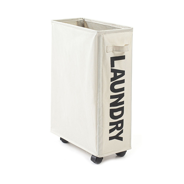 可摺疊窄身帶滾輪收納籃 衣物籃 收納箱