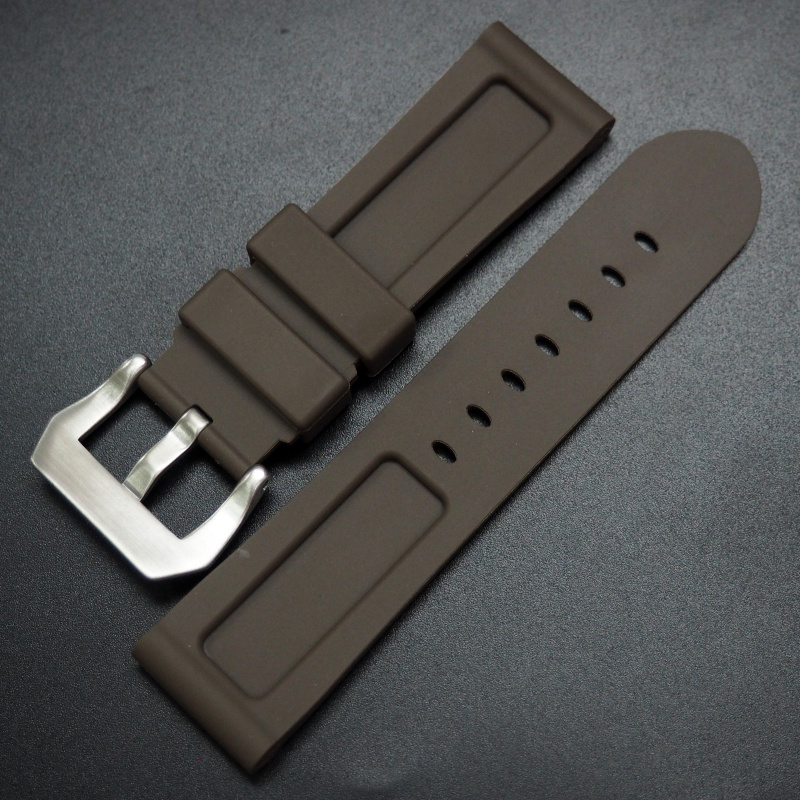20mm, 22mm, 24mm, 26mm Panerai 棕色矽膠代用錶帶
