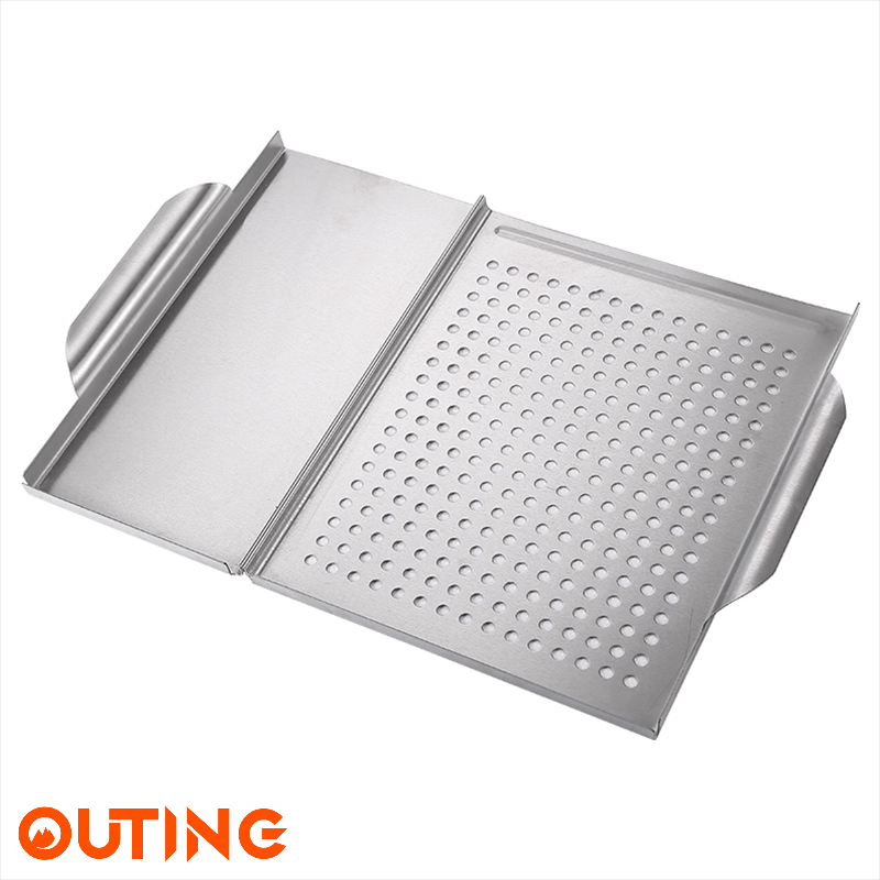 多功能不銹鋼燒烤盤 方形燒烤板 快速傳熱 戶外露營用
