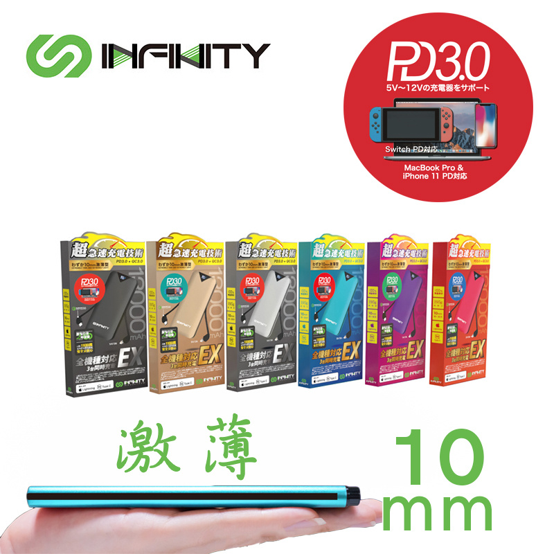 【限時免運費】Infinity TN13 PD3.0 13000mAh powerbank 激薄形