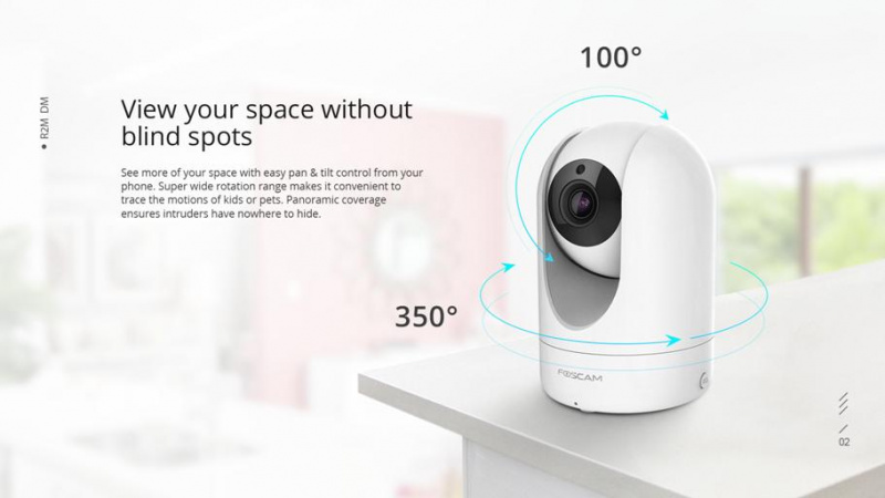 Foscam R2M(R2C)無線網絡攝影機2.0百萬高清1080P雲端/卡儲存,支持Amazon Alexa, Google Assistant,白色