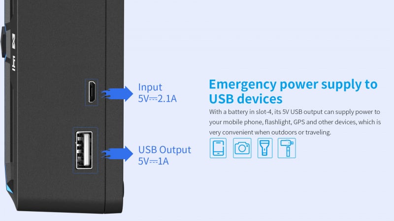 {MPower} XTAR X4 加長版 LCD USB Quick Charger 快速 充電器 USB Output Power Bank (21700, 18650, 2A, 3A) - 原裝行貨
