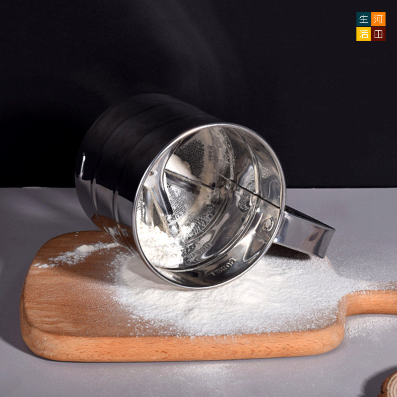手持式半自動麵粉篩 | 1000ml不銹鋼糖粉篩 | 手壓過濾篩 烘焙工具
