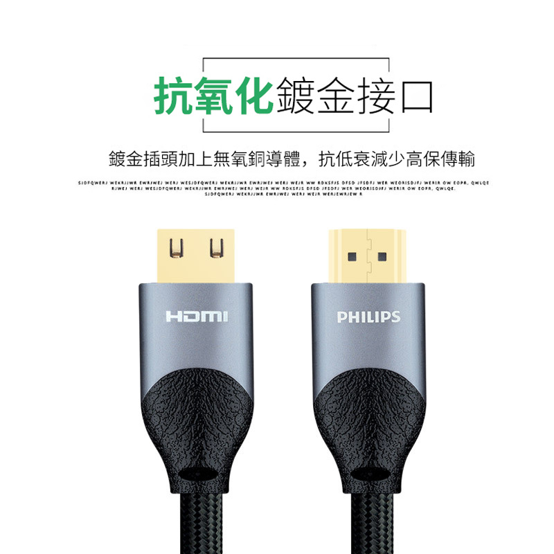 PHILIPS飛利浦HDMI線2.0版4K支援3D視效