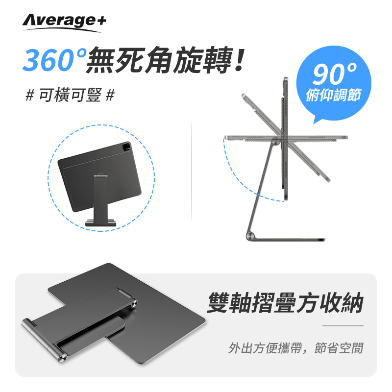 Average+ iPad/ iPad Pro 懸浮磁吸支架折疊 [11/12.9"]