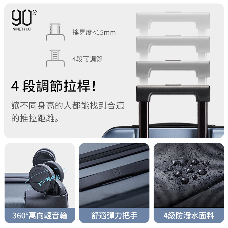 NINETYGO 90分 20寸商務密碼登機箱行李箱 [新版免托運]