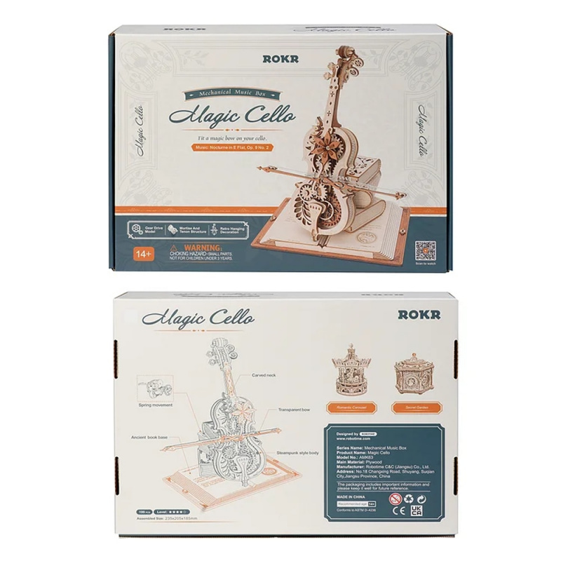 ROBOTIME - ROKR Magic Cello 秘境﹒大提琴 DIY 音樂盒 3D立體木質拼圖模型 AMK63