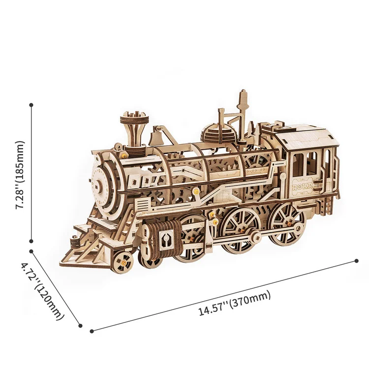 ROBOTIME - ROKR Locomotive Mechanical Gears 蒸汽火車頭 3D立體木質拼圖模型 LK701