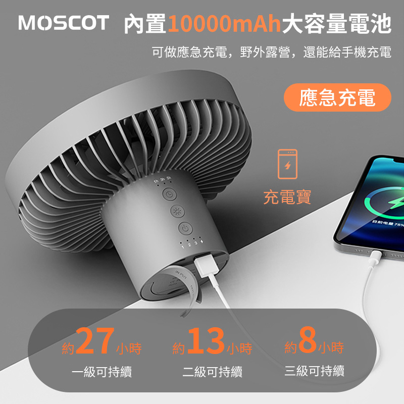 【接受預訂 戶外活動必備】MOSCOT DQ212 靜音無線4合1風扇