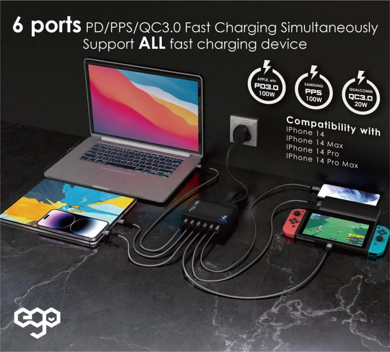 EGO 160W Mighty 6 USB 旅行充電器