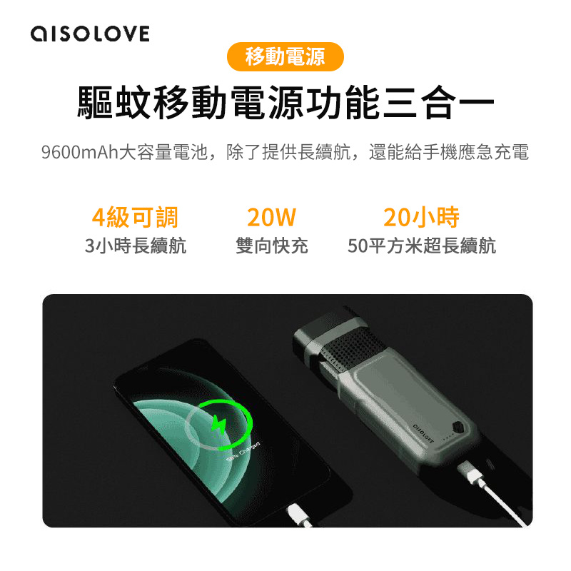Solove P6 三合一戶外便攜式充電寶手電筒驅蚊器 [USB充電]