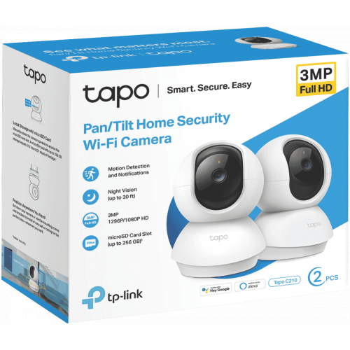 TP-Link Tapo C210P2 2K 1296p Pan/Tilt Home Security Wi-Fi Camera (2隻裝)