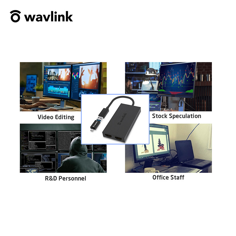 【原裝行貨 一年保養】WavLink UG7602H SMI 4K & 2K 雙 HDMI USB-C 轉接器