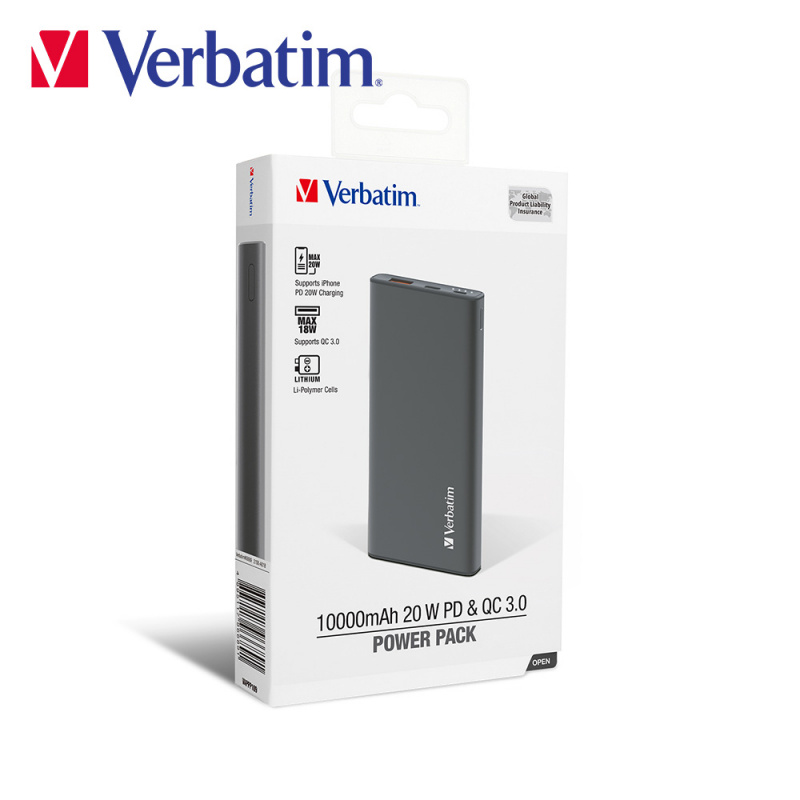 Verbatim 10000mAh 20W PD & QC 3.0 流動充電池(#66689/#66691) Verbatim 10000mAh 20W PD & QC 3.0 流動充電池(#66689/#66691)