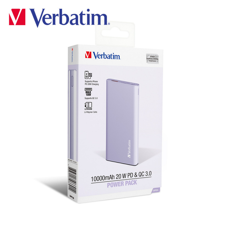 Verbatim 10000mAh 20W PD & QC 3.0 流動充電池(#66689/#66691) Verbatim 10000mAh 20W PD & QC 3.0 流動充電池(#66689/#66691)