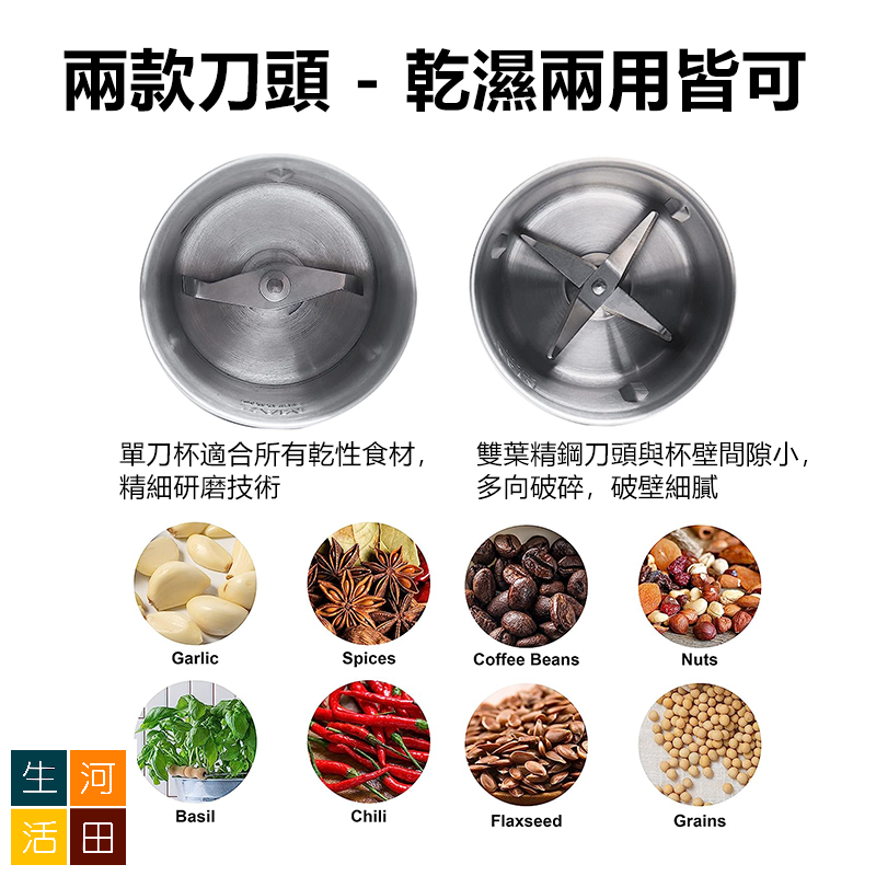 多功能電動研磨機 小型咖啡磨豆機 不銹鋼多用途乾濕兩用磨粉機