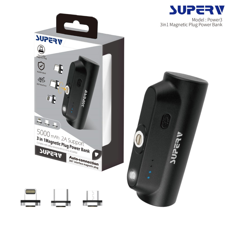 SuperV 3in1磁吸外置充電器 [5000mAh][2色]