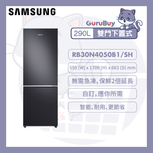[優惠碼即減$300] Samsung 雙門雪櫃 290L [黑鋼色] [RB30N4050B1/SH]
