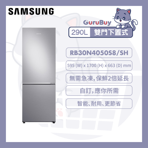 [優惠碼即減$300] Samsung 雙門雪櫃 290L [亮麗銀色] [RB30N4050S8/SH]