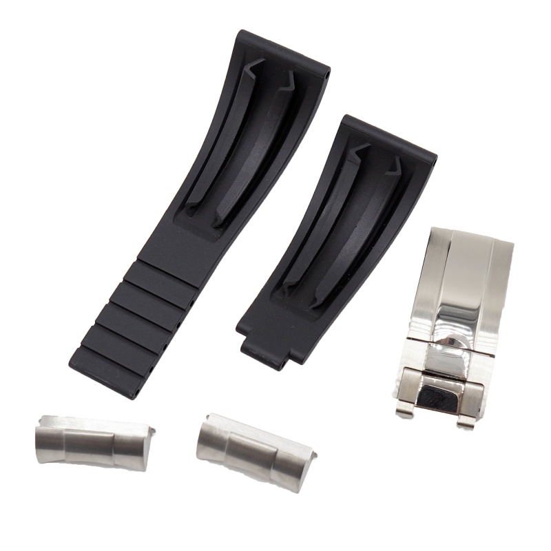 22mm 黑色橡膠錶帶連不銹鋼 Endlinks 套裝 適合 Tudor Black Bay 41mm 22mm 黑色橡膠錶帶連不銹鋼 Endlinks 套裝 適合 Tudor Black Bay 41mm