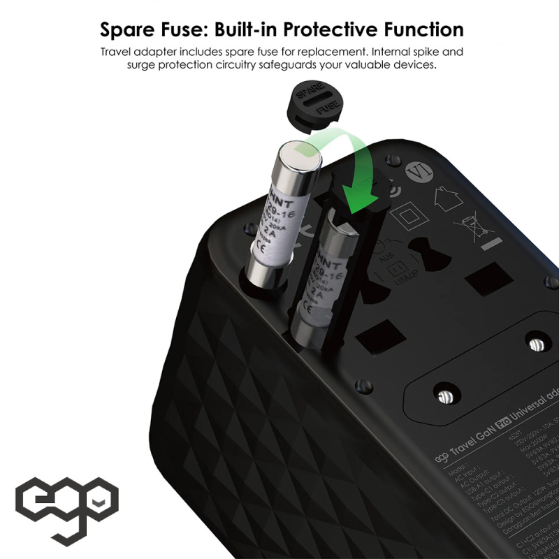 【接受預訂】EGO 120W Travel 氮化鎵 Pro 4USB 旅行轉換插頭 【接受預訂】EGO 120W Travel 氮化鎵 Pro 4USB 旅行轉換插頭