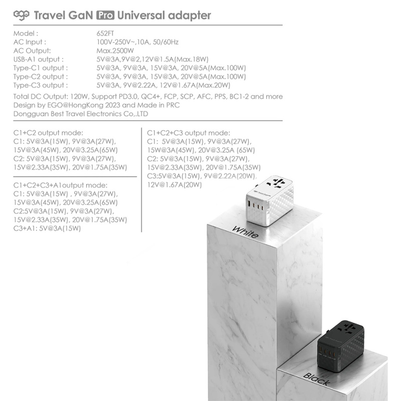 【接受預訂】EGO 120W Travel 氮化鎵 Pro 4USB 旅行轉換插頭 【接受預訂】EGO 120W Travel 氮化鎵 Pro 4USB 旅行轉換插頭