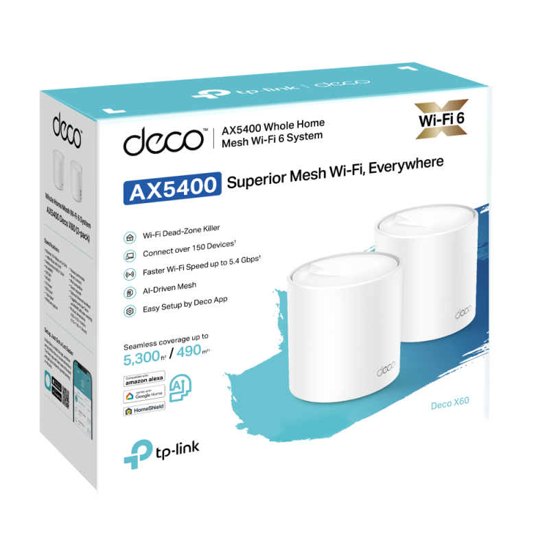 TP-Link Deco X60 AX5400 802.11ax Wi-Fi 6 Mesh Router (2件裝)