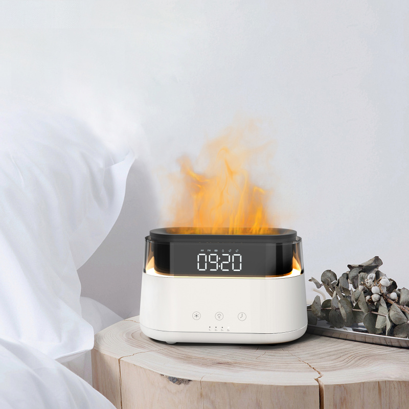 ALVA FLAME CYBER丨 4合一 多功能用途智能香薰助眠火焰氛圍燈 加濕噴霧  數顯時鐘 搭配三檔色溫小夜燈