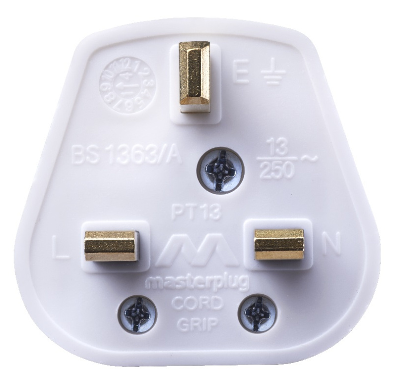 Masterplug - [3件裝] 13A保險絲英式三腳插頭 可重新接電線 白色 PT13W
