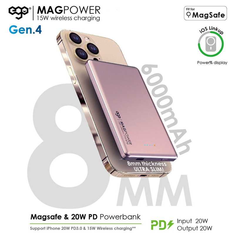 【原裝行貨 一年保養】EGO MAGPOWER Gen.4 6000mAh MagSafe 移動電源(KL-YD45)